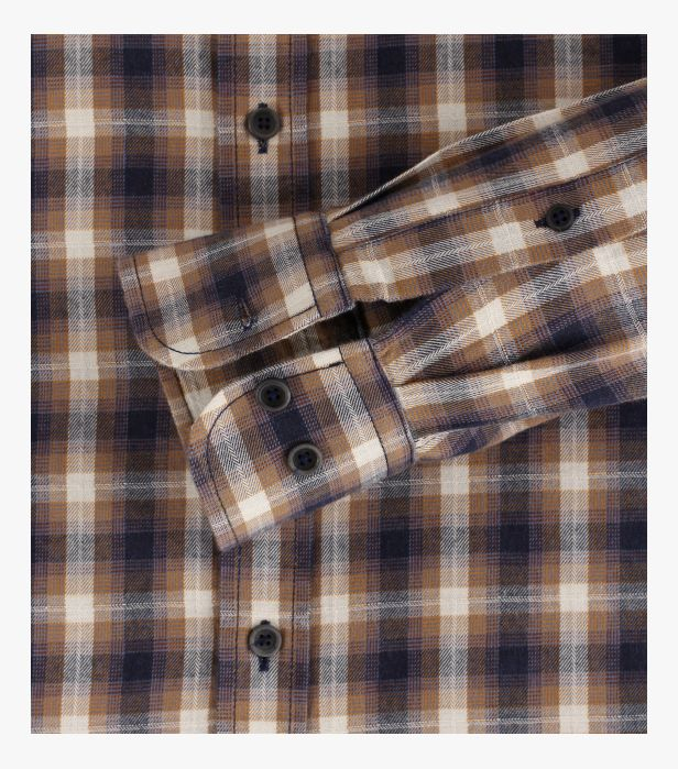 Camasa bumbac barbati CASA MODA CasualFit carouri maro [5]