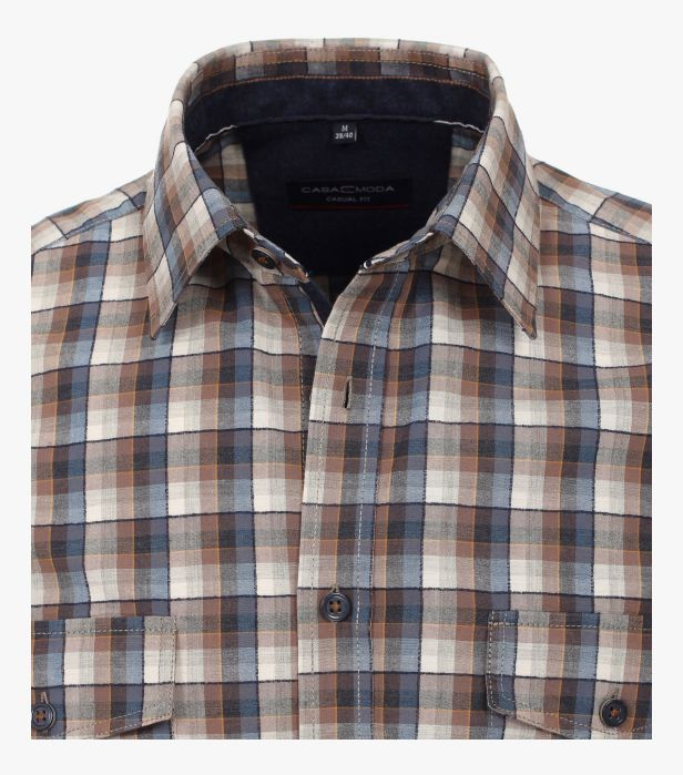 Camasa flanel bumbac barbati CASA MODA patratele bej/albastru [2]