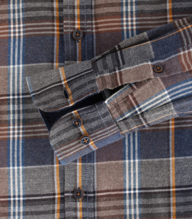 Camasa bumbac barbati CASA MODA CasualFit carouri maro/albastru [2]