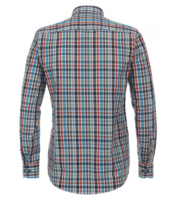 Camasa bumbac barbati CASA MODA CasualFit carouri turcoaz/rosu [2]