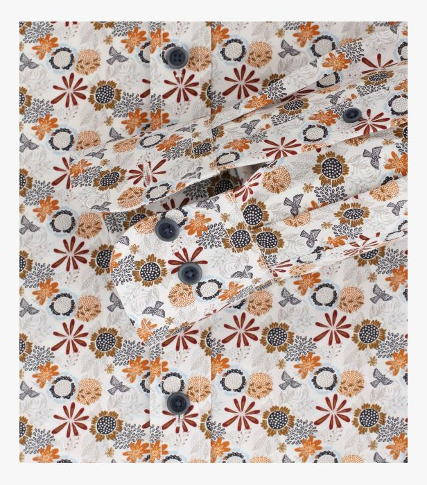 Camasa bumbac organic barbati CASA MODA CasualFit print portocaliu floral [4]