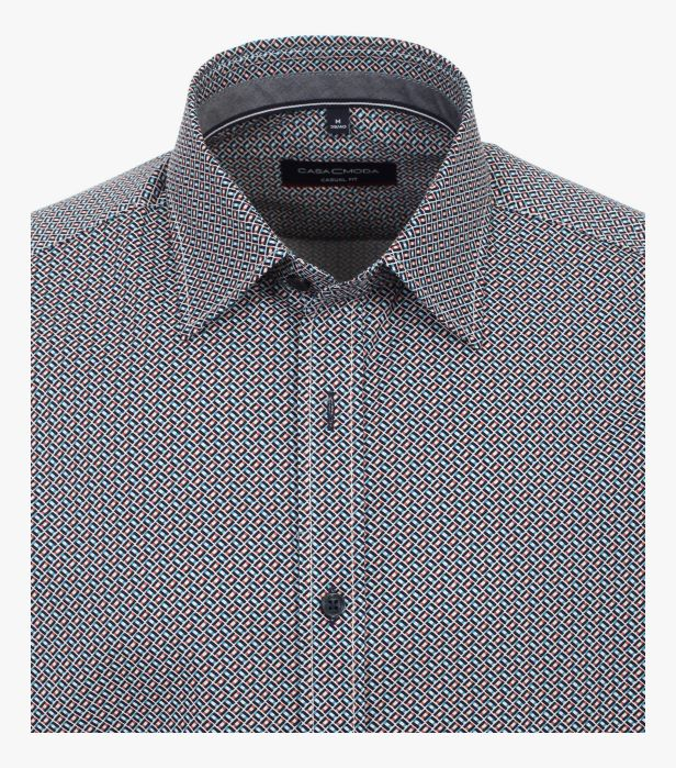 Camasa bumbac barbati CASA MODA CasualFit romburi bleu/portocaliu [3]