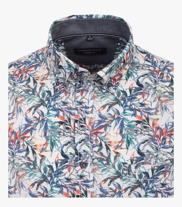 Camasa bumbac barbati CASA MODA CasualFit print frunze multicolor [3]