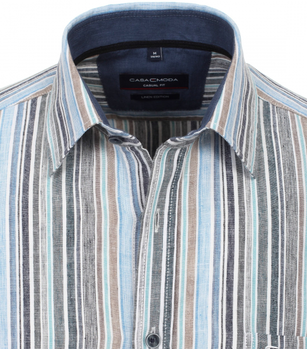 Camasa in/bumbac barbati CASA MODA CasualFit dungi albastru/maro [2]