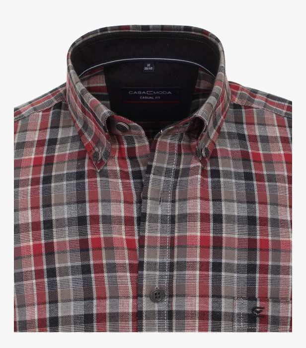 Camasa flanel bumbac barbati CASA MODA CasualFit visiniu patratele [2]