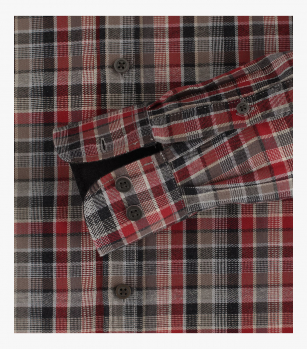 Camasa flanel bumbac barbati CASA MODA CasualFit visiniu patratele [4]