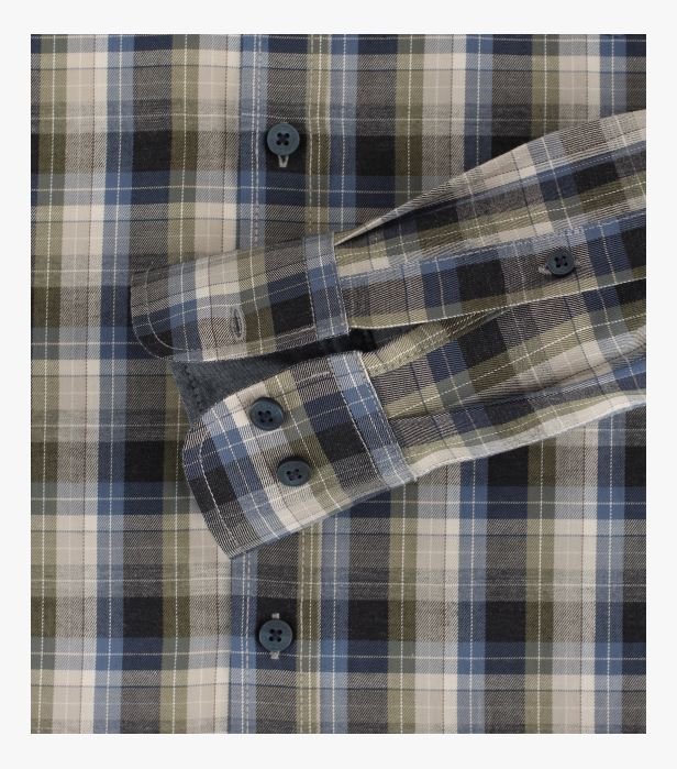 Camasa bumbac barbati CASA MODA CasualFit carouri galben/albastru [4]