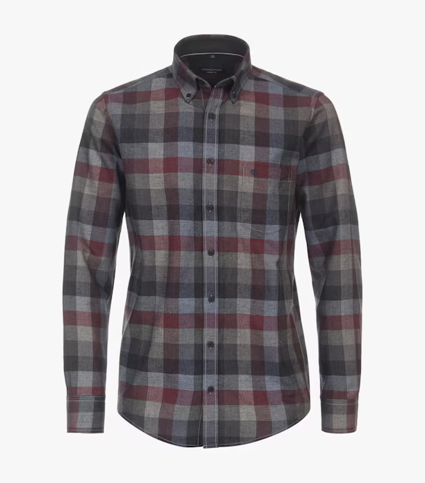 Camasa bumbac barbati CASA MODA CasualFit carouri visiniu [1]