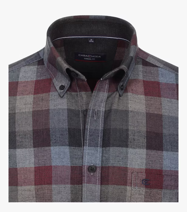 Camasa bumbac barbati CASA MODA CasualFit carouri visiniu [2]