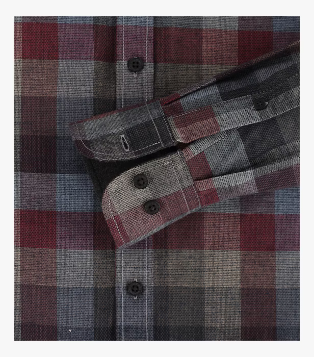 Camasa bumbac barbati CASA MODA CasualFit carouri visiniu [3]