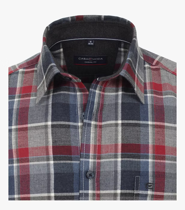 Camasa bumbac barbati CASA MODA CasualFit carouri rosu [3]