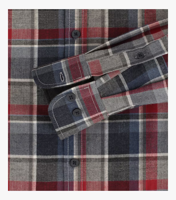Camasa bumbac barbati CASA MODA CasualFit carouri rosu [4]