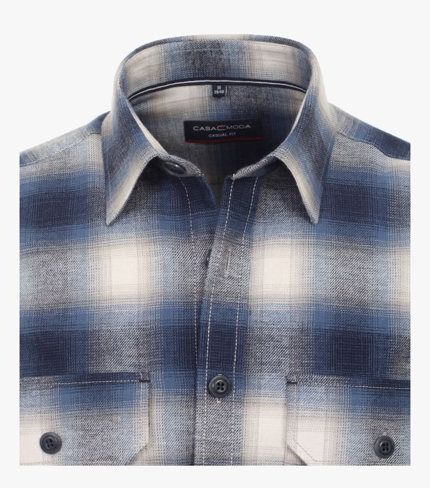 Camasa flanel bumbac barbati CASA MODA CasualFit albastru carouri [3]