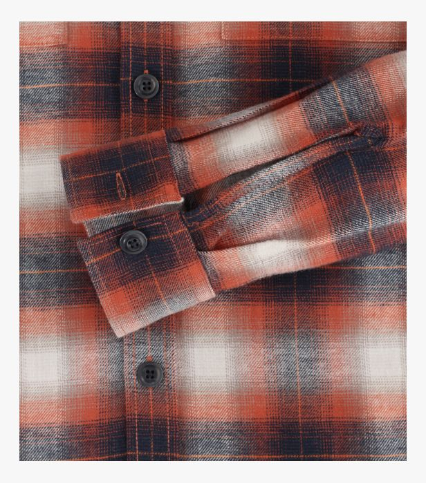 Camasa flanel bumbac barbati CASA MODA CasualFit portocaliu carouri [4]