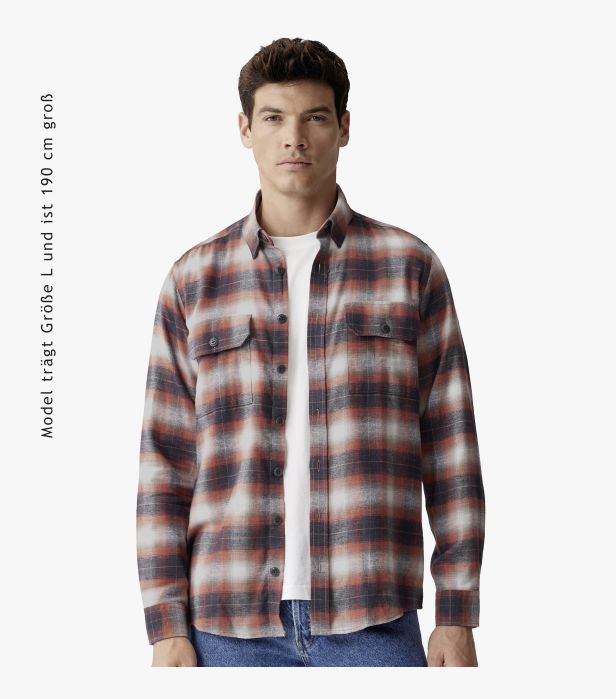 Camasa flanel bumbac barbati CASA MODA CasualFit portocaliu carouri [6]