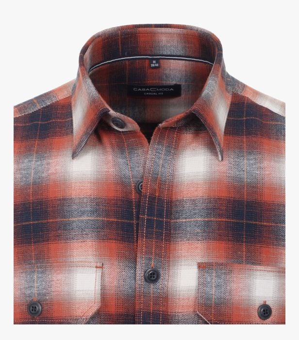 Camasa flanel bumbac barbati CASA MODA CasualFit portocaliu carouri [3]