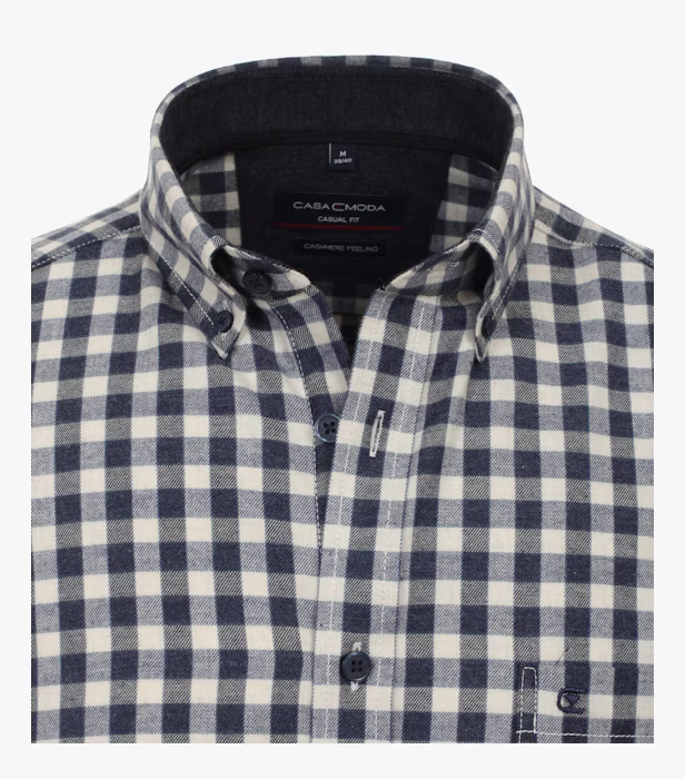 Camasa flanel bumbac barbati CASA MODA CasualFit carouri bleumarin [2]