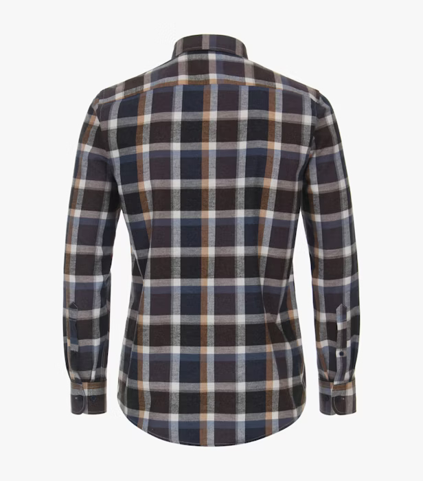 Camasa flanel bumbac barbati CASA MODA CasualFit carouri maro [4]
