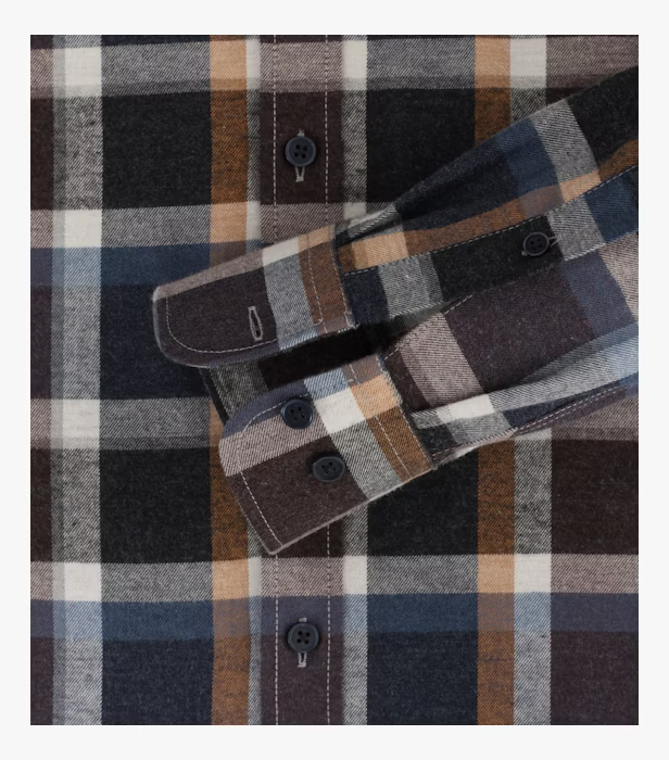 Camasa flanel bumbac barbati CASA MODA CasualFit carouri maro [3]