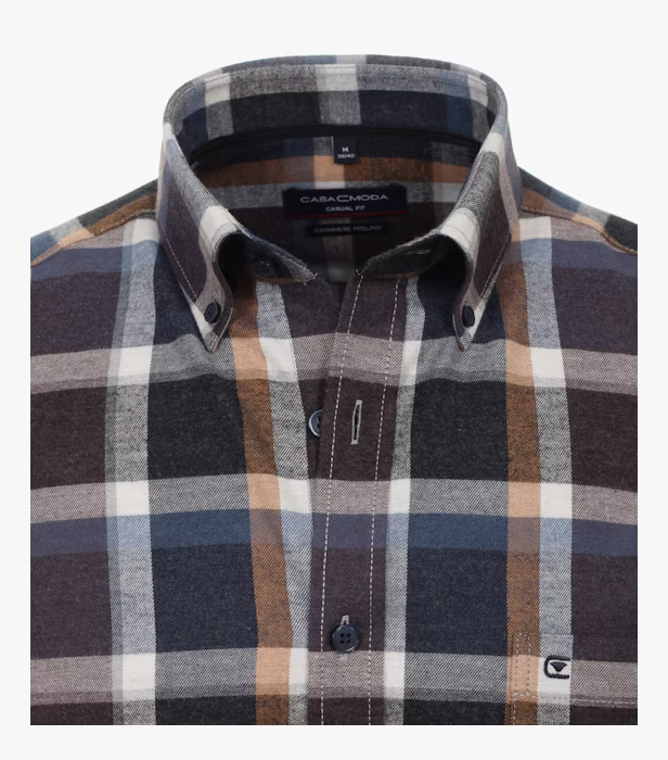 Camasa flanel bumbac barbati CASA MODA CasualFit carouri maro [2]