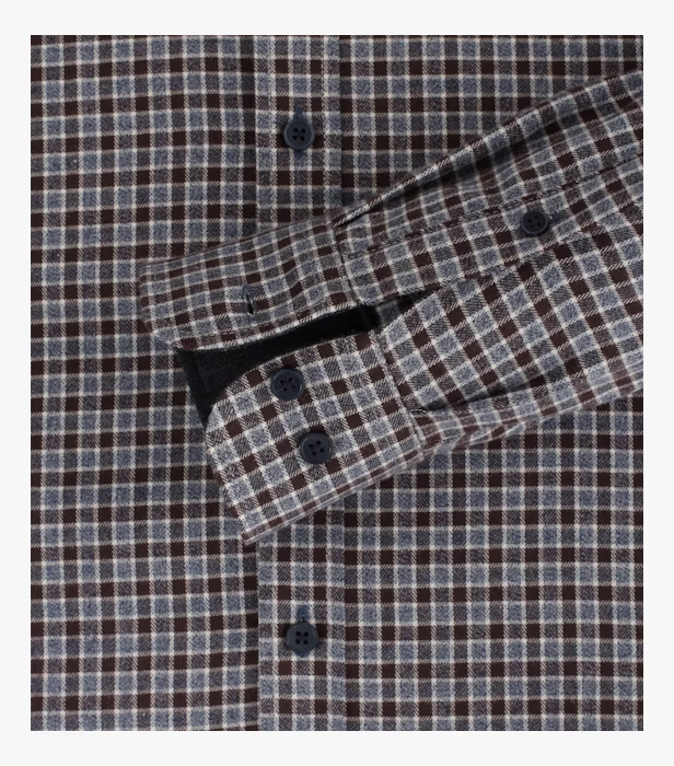 Camasa flanel bumbac barbati CASA MODA CasualFit maro patratele [4]
