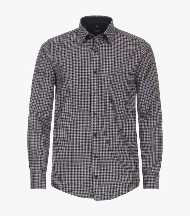 Camasa flanel bumbac barbati CASA MODA CasualFit maro patratele [1]