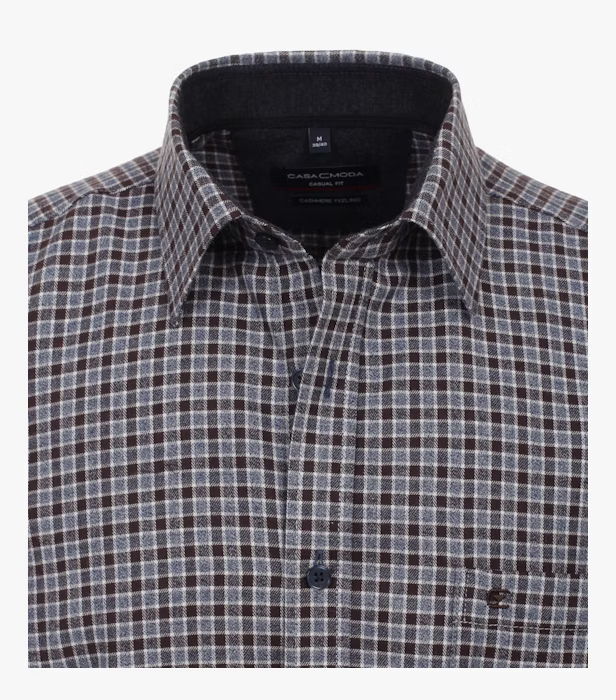 Camasa flanel bumbac barbati CASA MODA CasualFit maro patratele [3]