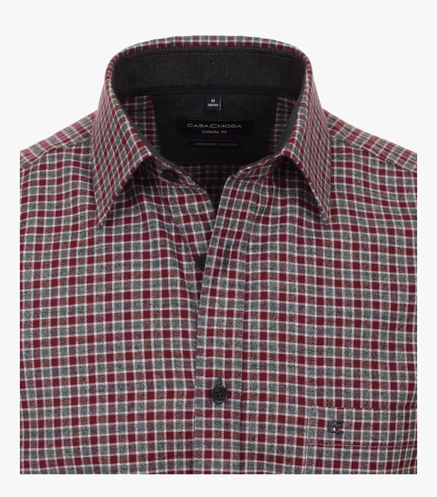 Camasa flanel bumbac barbati CASA MODA CasualFit rosu patratele [3]