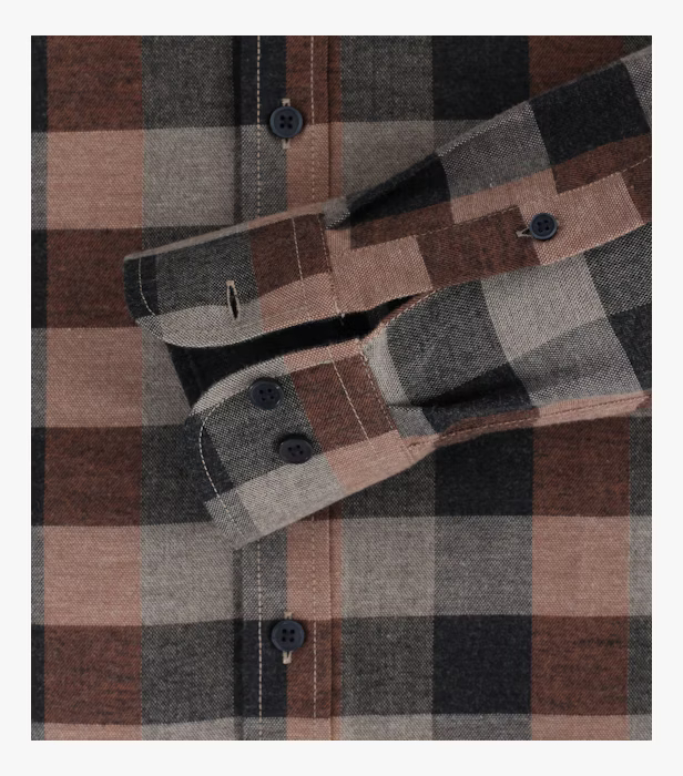 Camasa flanel bumbac barbati CASA MODA CasualFit maro carouri [3]