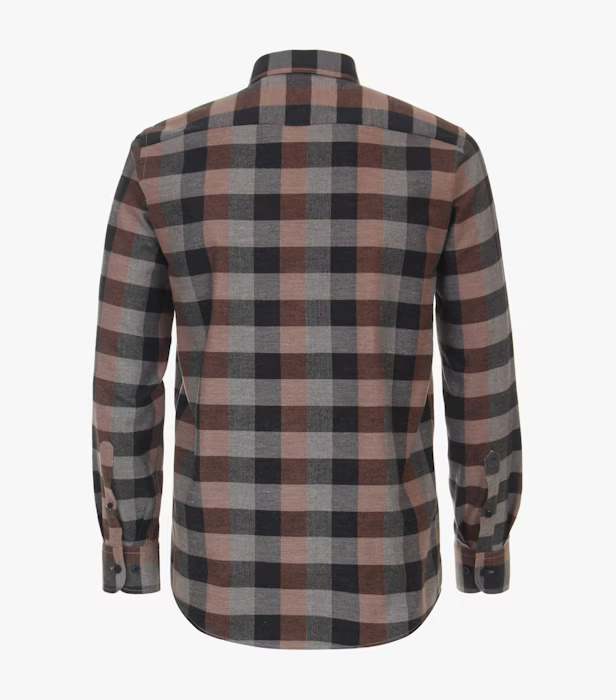 Camasa flanel bumbac barbati CASA MODA CasualFit maro carouri [2]