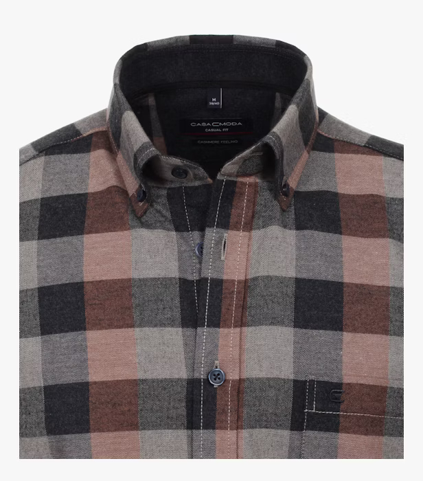Camasa flanel bumbac barbati CASA MODA CasualFit maro carouri [4]