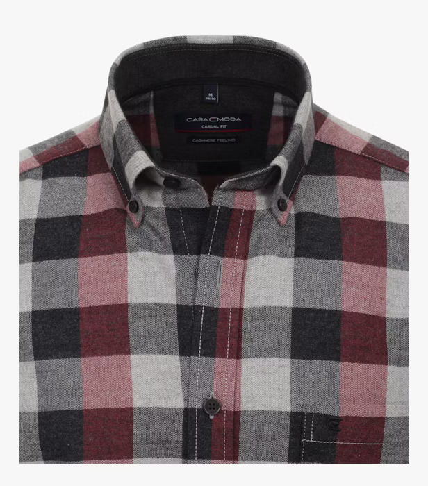 Camasa flanel bumbac barbati CASA MODA CasualFit rosu carouri [3]