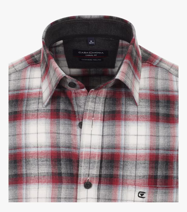 Camasa flanel bumbac barbati CASA MODA CasualFit visiniu carouri [3]