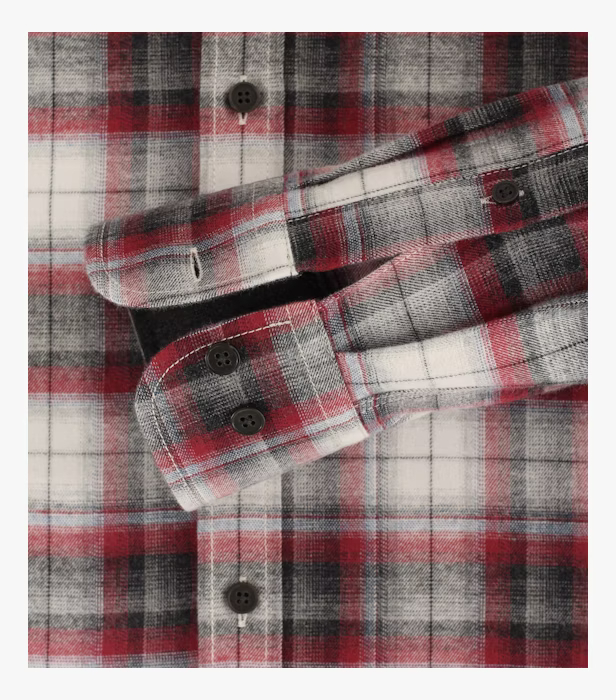 Camasa flanel bumbac barbati CASA MODA CasualFit visiniu carouri [4]