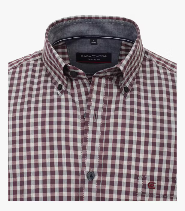 Camasa bumbac barbati CASA MODA CasualFit patratele visiniu [3]