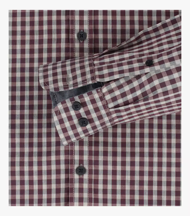 Camasa bumbac barbati CASA MODA CasualFit patratele visiniu [4]