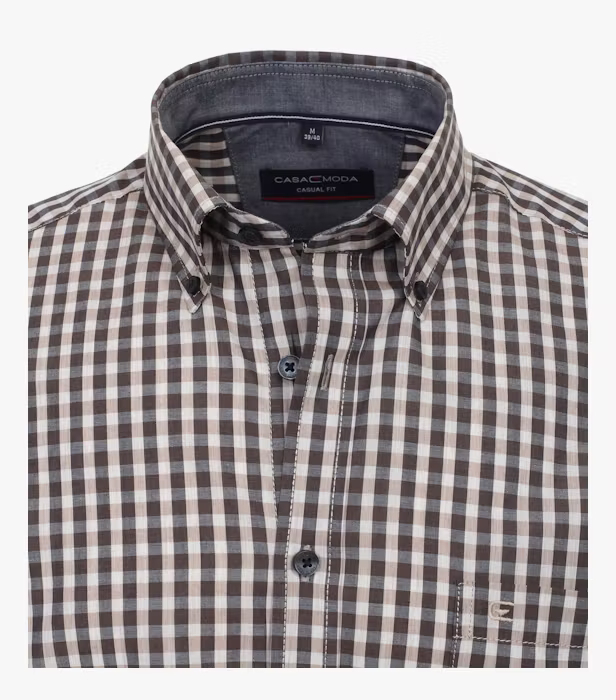 Camasa bumbac barbati CASA MODA CasualFit patratele maro [3]