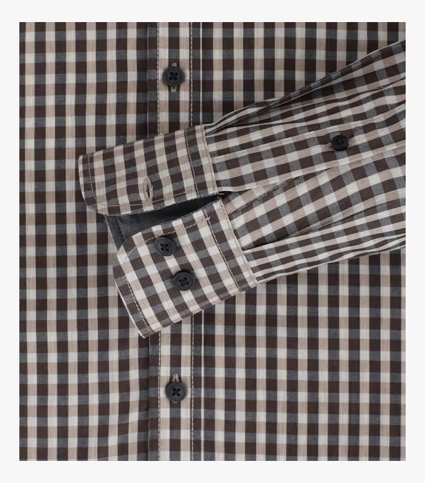 Camasa bumbac barbati CASA MODA CasualFit patratele maro [4]