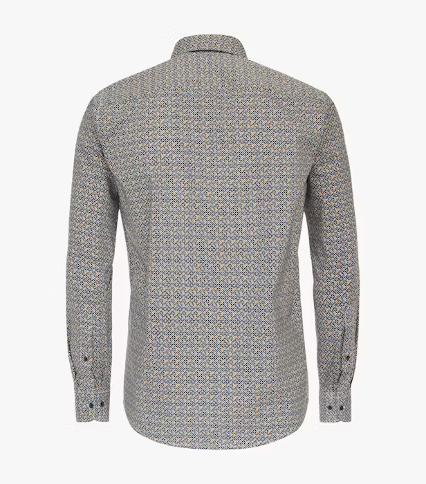 Camasa bumbac barbati CASA MODA CasualFit cerculete bleumarin/galben [2]