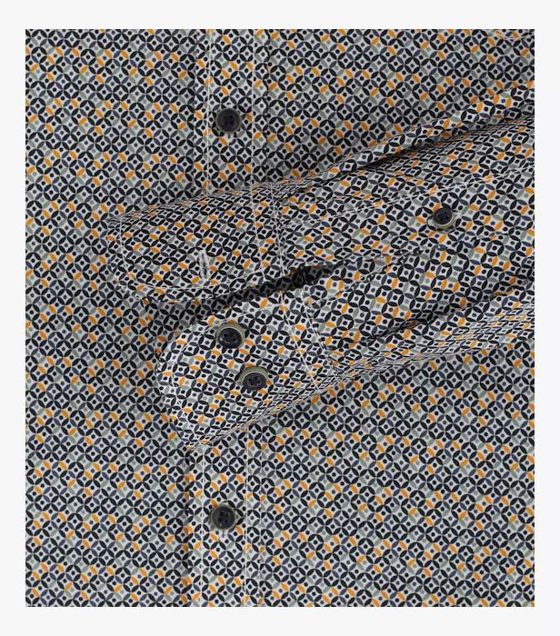 Camasa bumbac barbati CASA MODA CasualFit cerculete bleumarin/galben [4]