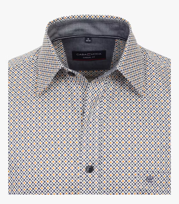 Camasa bumbac barbati CASA MODA CasualFit rombulete bleumarin/galben [3]