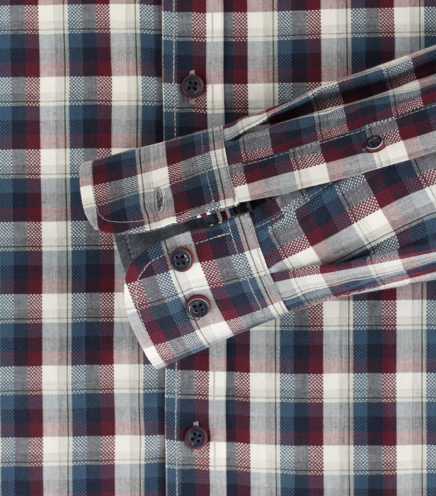 Camasa bumbac barbati CASA MODA CasualFit carouri visiniu/bleumarin [5]
