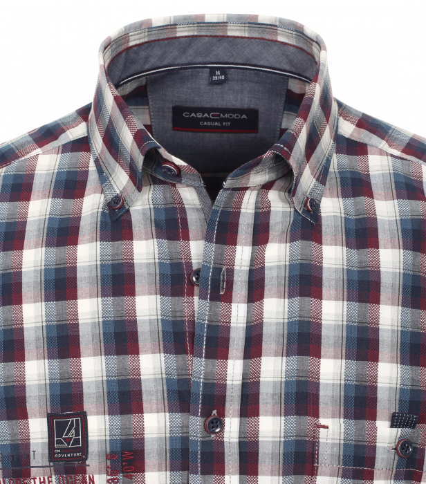 Camasa bumbac barbati CASA MODA CasualFit carouri visiniu/bleumarin [3]