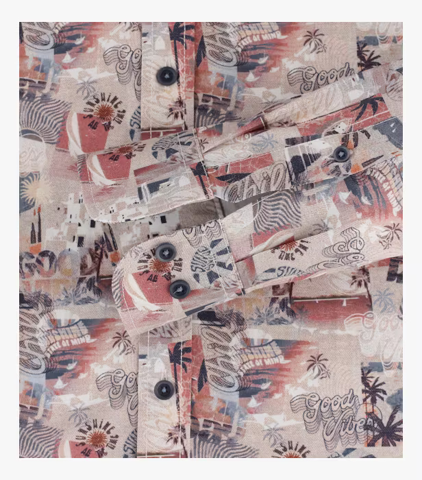 Camasa bumbac barbati CASA MODA CasualFit print vintage roz/bej [4]