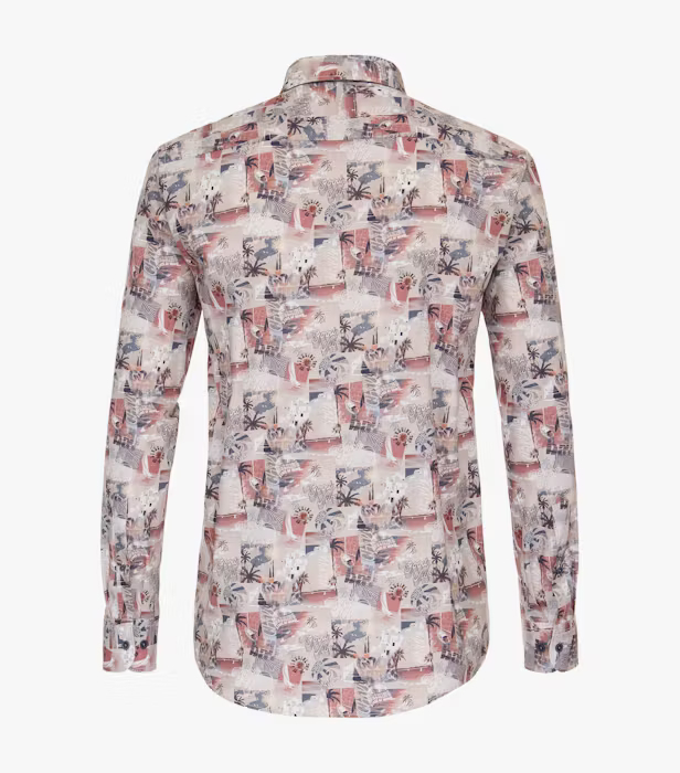 Camasa bumbac barbati CASA MODA CasualFit print vintage roz/bej [3]