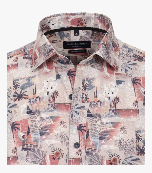 Camasa bumbac barbati CASA MODA CasualFit print vintage roz/bej [2]