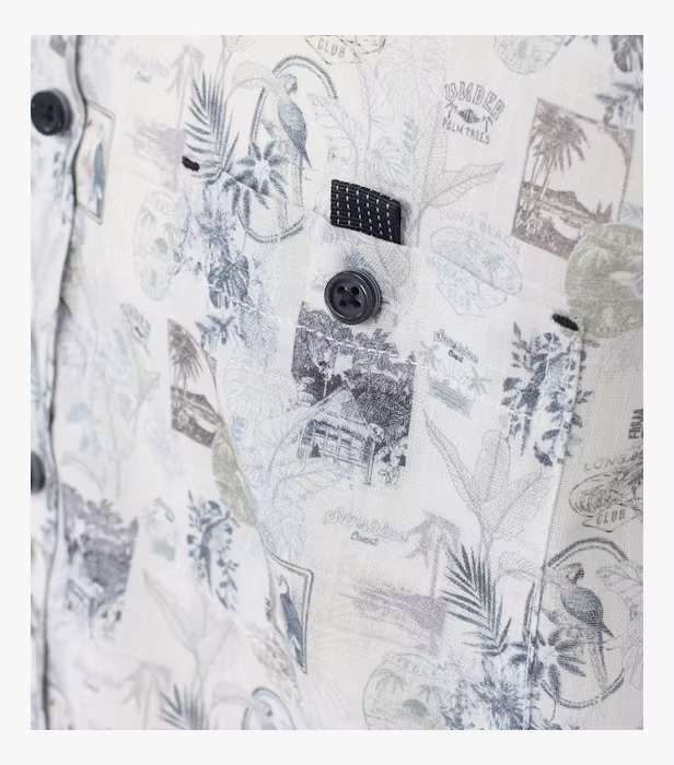 Camasa bumbac barbati CASA MODA CasualFit print exotic vintage bleumarin/oliv [4]