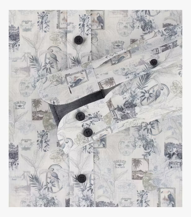 Camasa bumbac barbati CASA MODA CasualFit print exotic vintage bleumarin/oliv [5]