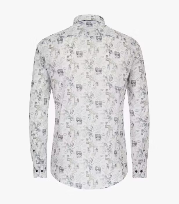 Camasa bumbac barbati CASA MODA CasualFit print exotic vintage bleumarin/oliv [2]