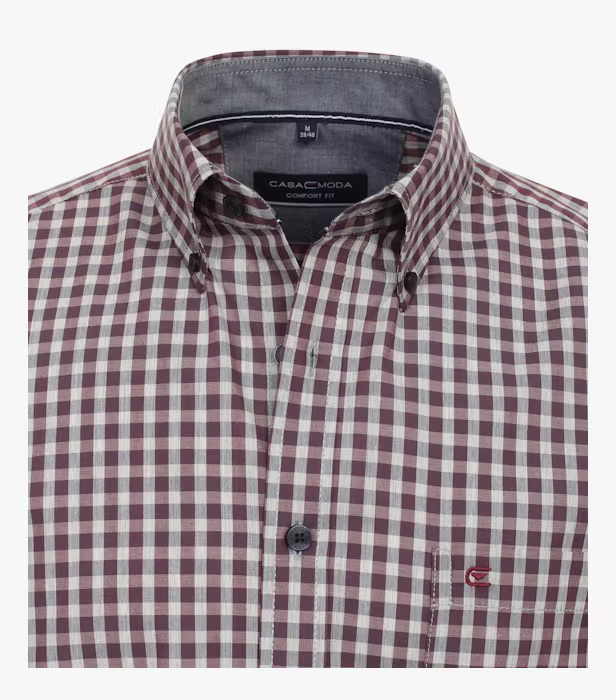 Camasa bumbac barbati CASA MODA ComfortFit rosu patratele [3]
